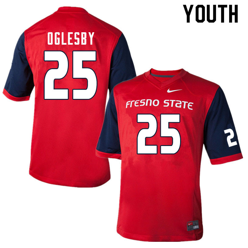 Youth #25 Bryson Oglesby Fresno State Bulldogs College Football Jerseys Sale-Red - Click Image to Close